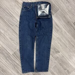 Vintage Carhartt Jeans Men 32x34 B172 DST Flannel Lined Blue Denim Workwear